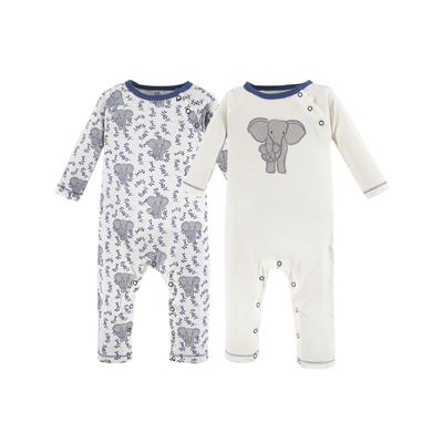 Touched by Nature Baby Boys and Girls Organic Cotton Coveralls - Elephant