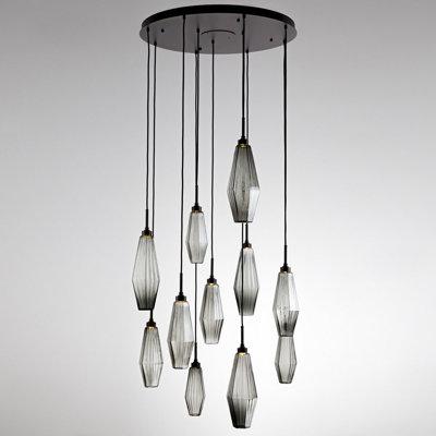 Hammerton Studio Aalto 11 Lights Round Waterfall Pendant Glass in Gray/Brown | 18.3 H x 33.3 W x 33.3 D in | Wayfair CHB0049-11-FB-RS-C01-L1