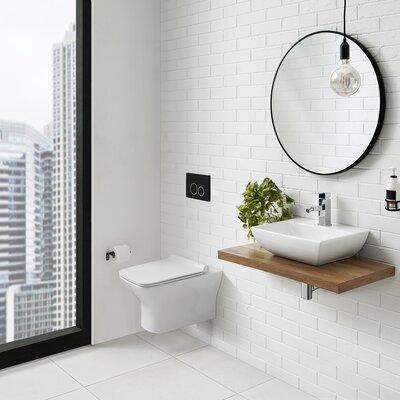 Swiss Madison Carre 1.28 GPF Elongated Wall-Mount Toilet (Seat Included) in White | Wayfair SM-WT455