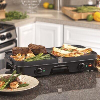 Hamilton Beach® 3-in-One Grill/Griddle Die Cast Aluminum in Gray | 3.74 H x 11.02 D in | Wayfair 38546