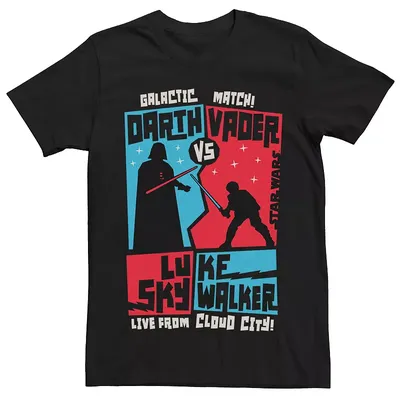 Men's Star Wars Vader VS Luke Galactic Match Poster Tee, Size: 3XL, Black