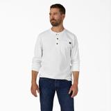 Dickies Men's Heavyweight Long Sleeve Henley T-Shirt - White Size 3Xl (WL451)