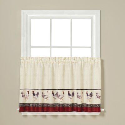 August Grove® Ropesville Tier Curtain Polyester in White/Black | 36 H x 56 W x 1.5 D in | Wayfair 0D851227D5C64A78831F50A8D2A0F18F