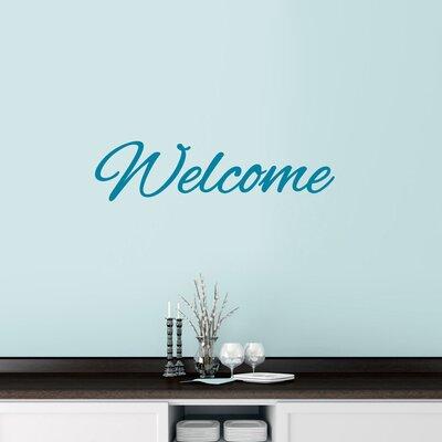 Charlton Home® Welcome Script Wall Decal Vinyl in Blue | 9 H x 36 W in | Wayfair 7790D5639BD64C5E82105F6D4DF27AA3