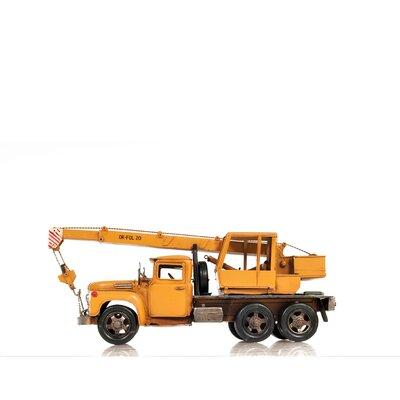 Red Barrel Studio® Higden Metal Handmade Tin Crane Truck Metal in Gray/Yellow | 7.5 H x 18 W x 5 D in | Wayfair 71949B12956040628C23396FDEEDDD95