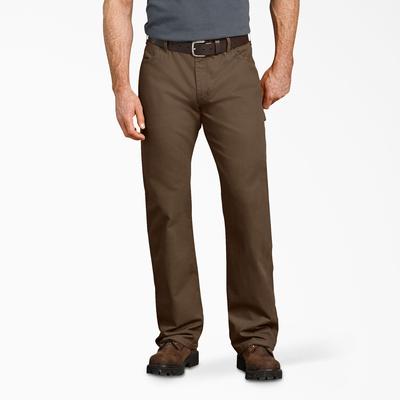 Dickies Men's Relaxed Fit Straight Leg Duck Carpenter Pants - Rinsed Timber Brown Size 40 32 (DU250)