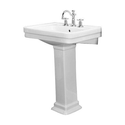 Barclay Sussex Vitreous China Rectangular Pedestal Bathroom Sink w  Overflow in White | 34.5 H x 18.13 D in | Wayfair 3-648WH