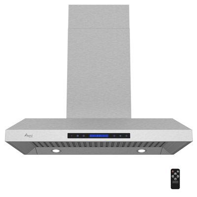 Awoco 36" 900 CFM Ducted Island Stainless Steel Range Hood w/ Remote Control Included Stainless Steel in Gray, Size 43.0 H x 35.5 W x 23.75 D in