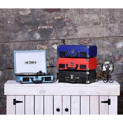 Victrola tooth Suitcase Decorative Record Player w/ 3-Speed Turntable in Blue | 5 H x 13.9 W x 10.1 D in | Wayfair VSC-550BT-CBT