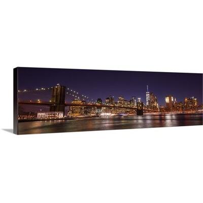 Great Big Canvas 'New York City Skyline at Night' Photographic Print | 16 H x 48 W in | Wayfair 2417948_1_48x16