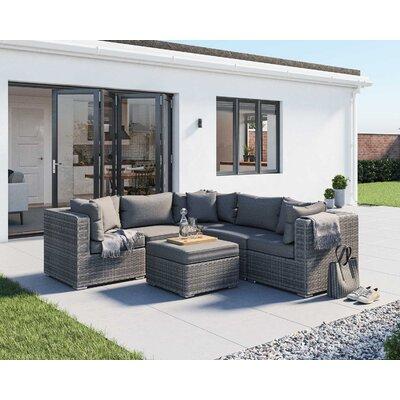 Susie's Garden 6 Piece Rattan Sofa Sectional Seating Group w/ Cushions Rust - Resistant Metal in Gray | Outdoor Furniture | Wayfair 3079