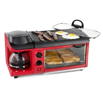 Nostalgia Retro 3-in-1 Family Size Electric Breakfast Station, Coffeemaker, Griddle, Toaster Oven, Aqua Plastic Metal | 12 H x 19.25 D in | Wayfair