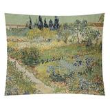 Winston Porter Browerville Bluhender Garten Mit Pfad Tapestry Polyester in Green/Blue/Brown | 83.5 H x 71 W in | Wayfair