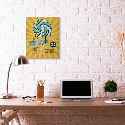 Wrought Studio™ 'Lollipop Vintage Comic Book Blue Design' by Ester Kay Graphic Art on Canvas in Yellow | 30 H x 24 W x 1.5 D in | Wayfair