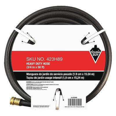 ZORO SELECT 423H89 Water Hose,Cold,PVC,50 ft.,Black