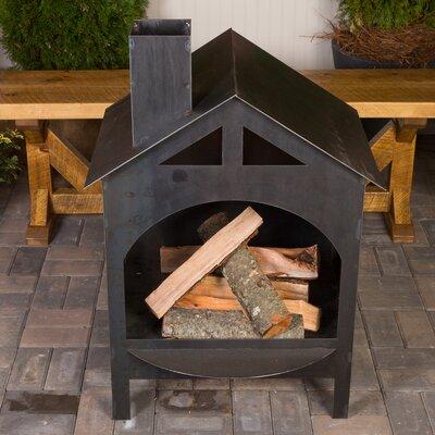 Wrought Studio™ Dothan Steel Wood Burning Outdoor Fireplace Steel in Black/Brown/Gray | 36 H x 28 W x 26 D in | Wayfair