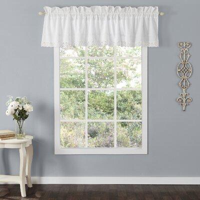 Laura Ashley Annabella White Solid Crocheted 100% Cotton Pole Top Window Valance 18 inches 100% Cotton | 15 H x 86 W x 3 D in | Wayfair 222802