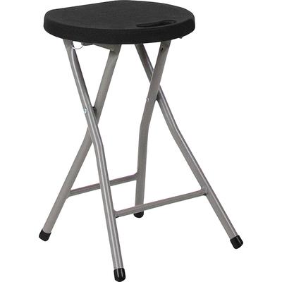 Foldable Stool with Black Plastic Seat and Titanium Frame - Flash Furniture DAD-YCD-30-GG