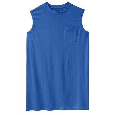 Men's Big & Tall Shrink-Less™ Longer-Length Lightweight Muscle Pocket Tee by KingSize in Royal Blue (Size 5XL) Shirt
