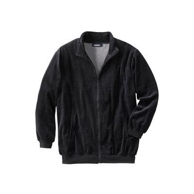 Men's Big & Tall Velour Full-Zip Jacket by KingSize in Black (Size 2XL)