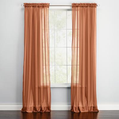 BH Studio Sheer Voile Rod-Pocket Panel Pair by BH Studio in Autumn Leaves (Size 120"W 63" L) Window Curtains