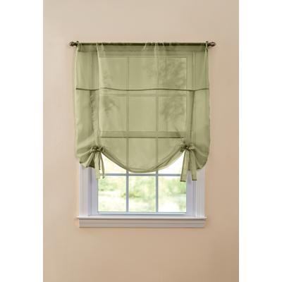 Wide Width BH Studio Sheer Voile Tie-Up Shade by BH Studio in Sage (Size 44" W 63" L) Window Curtain
