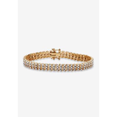 Yellow Gold Plated S Link Tennis Bracelet (7.5mm), Genuine Diamond Accent 8