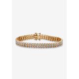 Yellow Gold Plated S Link Tennis Bracelet (7.5mm), Genuine Diamond Accent 8
