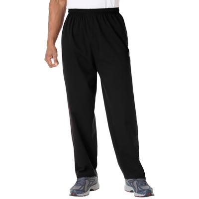 Men's Big & Tall Lightweight Jersey Open Bottom Sweatpants by KingSize in Black (Size 5XL)