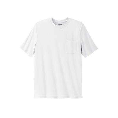 Men's Big & Tall Shrink-Less Lightweight Pocket Crewneck T-Shirt by KingSize in White (Size 5XL)