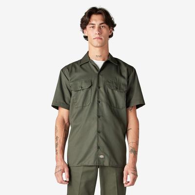 Dickies Men's Short Sleeve Work Shirt - Olive Green Size 5Xl (1574)