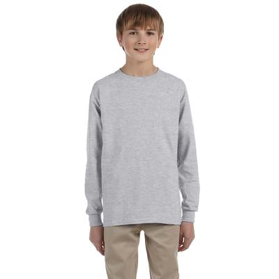 Jerzees 29BL Youth Dri-Power Active 50/50 Cotton/Poly Long Sleeve T-Shirt in Oxford size Medium | Cotton/Polyester Blend 29BLR