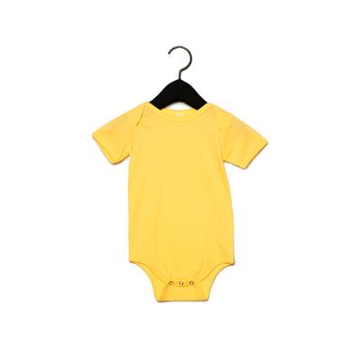 Bella + Canvas 100B Infant Jersey Short-Sleeve One-Piece Top in Yellow size 12-18MOS | Cotton B100B