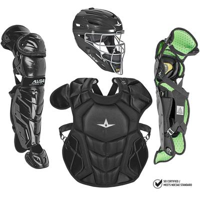 All Star System7 Axis NOCSAE Certified Intermediate Solid Pro Baseball Catcher's Kit - Ages 12-16 Black