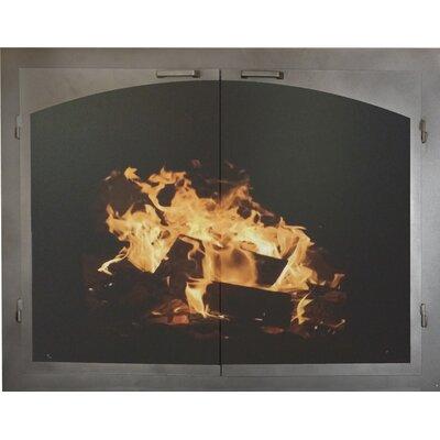 Ebern Designs Acee Cabinet Style Steel Fireplace Door Plastic in Gray/Black | 34 H x 35 W x 3 D in | Wayfair D6378F100B5A482BA9E787EE5B44BBF0