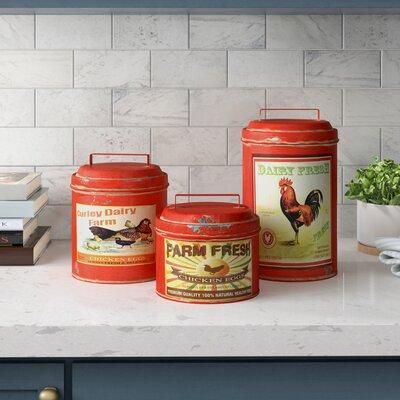 Laurel Foundry Modern Farmhouse® Metal 3 Piece Kitchen Canister Set Metal in Red, Size 11.0 H x 6.0 W x 6.0 D in | Wayfair 24988