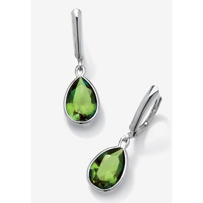 Sterling Silver Drop Earrings Pear Cut Simulated Birthstones by PalmBeach Jewelry in August