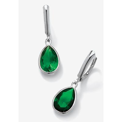 Sterling Silver Drop Earrings Pear Cut Simulated Birthstones by PalmBeach Jewelry in May