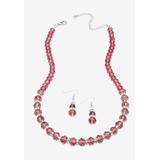 Silver Tone Graduated Necklace & Earring Set Simulated 18