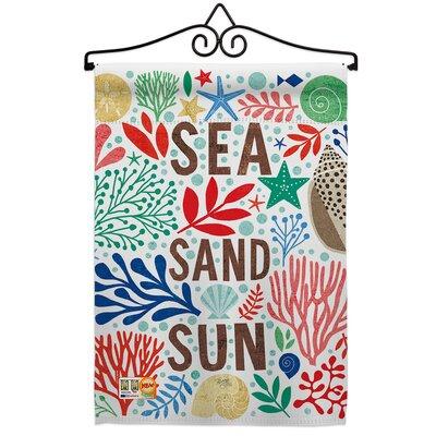 Breeze Decor Sea Sand Sun Impressions Decorative 2-Sided Polyester 19 x 13 in. Flag Set in Gray/Green/Red | 18.5 H x 13 W x 1 D in | Wayfair