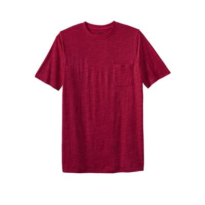 Men's Big & Tall Shrink-Less™ Lightweight Longer-Length Crewneck Pocket T-Shirt by KingSize in Red Marl (Size 8XL)