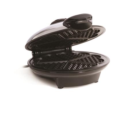 Euro Cuisine Eco Friendly Heart Shaped Waffle Maker - PTFE and PFOA Free Non Stick Plates by Euro Cuisine in Black And Chrome