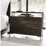 Bernhardt Logan Square 2 - Drawer Bachelor's Chest in Sable Brown/Sliver Wood/Metal in Brown/Gray, Size 30.5 H x 36.0 W x 19.0 D in | Wayfair
