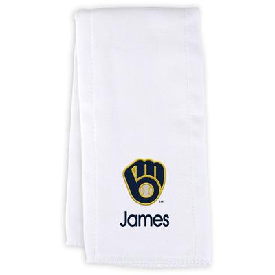 Infant White Milwaukee Brewers Personalized Burp Cloth