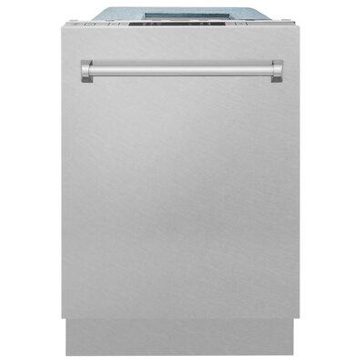ZLINE 18 in. Compact Top Control Built-In Dishwasher w/ Stainless Steel Tub & Modern Style Handle in Gray | 32.5 H x 17.63 W x 23.1 D in | Wayfair