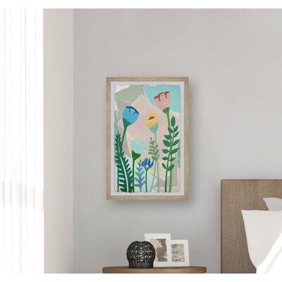 Red Barrel Studio® Towering Flowers by Parvez Taj - Picture Frame Painting Print on Paper in Gray/Green/Pink | 18 H x 12 W x 1.5 D in | Wayfair