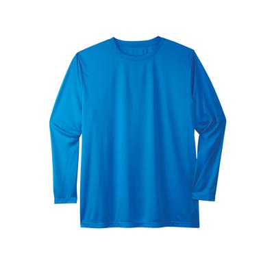 Men's Big & Tall No Sweat Long-Sleeve Crewneck Tee by KingSize in Electric Blue (Size 3XL)
