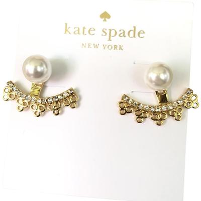 Kate Spade Jewelry | Chantilly Gold-Plated Multi Charm Ear Jacket | Color: Cream/Gold | Size: 0.2"X0.5"