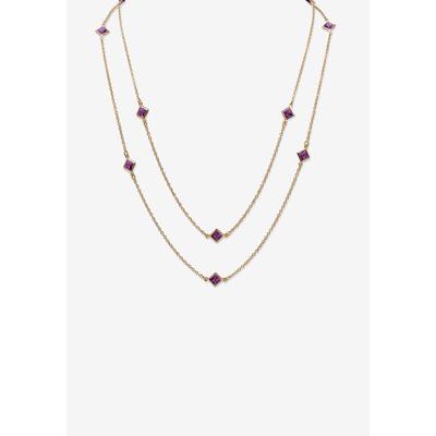 Women's Gold Tone Endless 48  Necklace with Princess Cut Birthstone by PalmBeach Jewelry in February