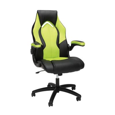 OFM Essentials Collection High-Back Racing Style Bonded Leather Gaming Chair in Green - OFM ESS-3086-GRN
